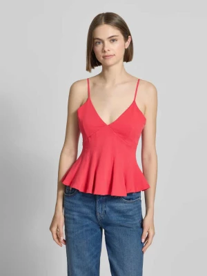 Top na ramiączkach z dekoltem w serek model 'Peplum' Gina Tricot Jasnoczerwony