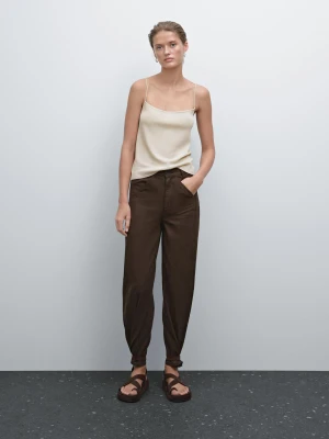 Top Na Ramiączkach Z Fakturą - Popielaty - - Massimo Dutti - Kobieta
