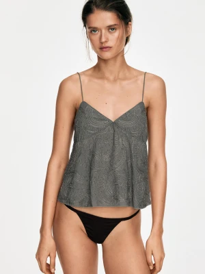 Top Na Ramiączkach Z Haftem - Szary - - Massimo Dutti - Female