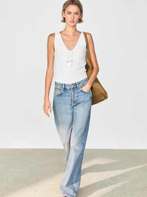 Top Na Ramiączkach Z Mieszanki Bawełny - Biały - Massimo Dutti - Female