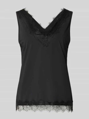Top na ramiączkach z satyny z obszyciem koronką model ‘Bicco’ FREE/QUENT