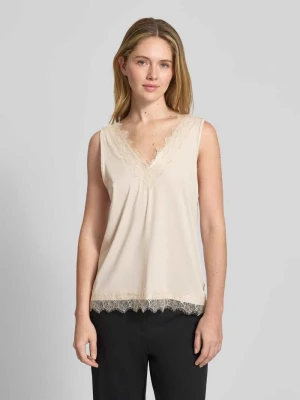 Top na ramiączkach z satyny z obszyciem koronką model ‘Bicco’ FREE/QUENT