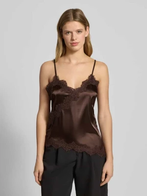 Top na ramiączkach z satyny z obszyciem koronką model ‘SOFIE’ Noisy May