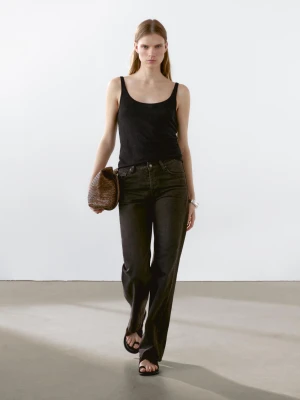 Top Na Ramiączkach Ze 100% Lnu - Czarny - - Massimo Dutti - Female