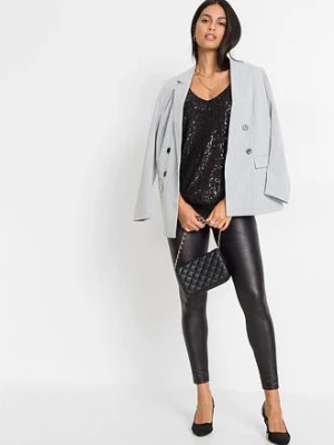 Top na wąskich ramiączkach, z cekinami, z miękkiego materiału z wiskozą bonprix