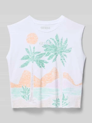 Top o kroju regular fit z aplikacją z logo Guess