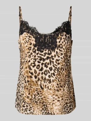 top o kroju regular fit z dodatkiem wiskozy model 'DANIELLE' Guess Jasnobrązowy