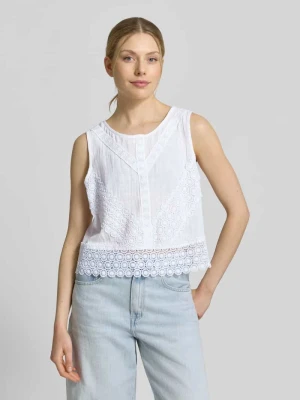 Top o kroju regular fit z haftem angielskim Apricot