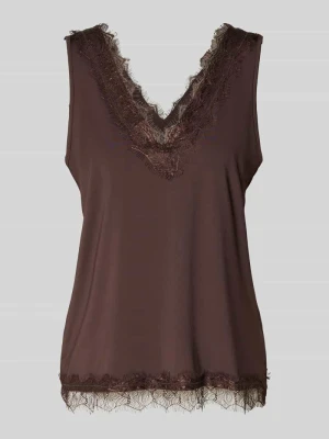 Top o kroju regular fit z obszyciem koronką model 'Bicco' FREE/QUENT