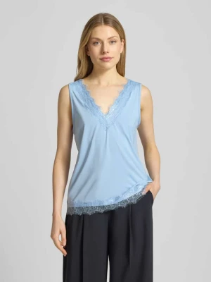 Top o kroju regular fit z obszyciem koronką model 'Bicco' FREE/QUENT