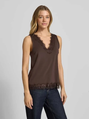 Top o kroju regular fit z obszyciem koronką model 'Bicco' FREE/QUENT