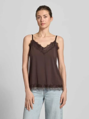 Top o kroju regular fit z obszyciem koronką model 'Bicco' FREE/QUENT