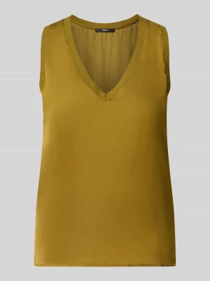 top o kroju relaxed fit z dekoltem w serek Zero Musztardowy