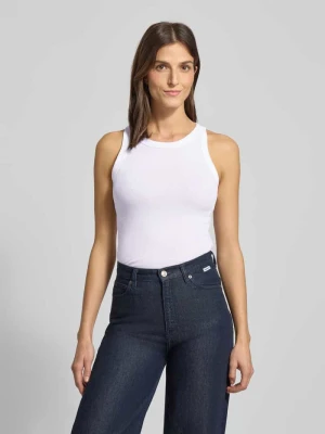 Top o kroju shaped fit z prążkowanego dżerseju z okrągłym dekoltem Marc O'Polo