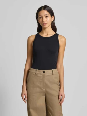 Top o kroju shaped fit z prążkowanego dżerseju z okrągłym dekoltem Marc O'Polo