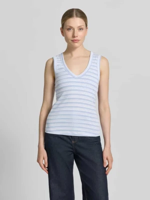 Top o kroju slim fit z dekoltem w serek model 'Elle' MOS MOSH Jasnoniebieski