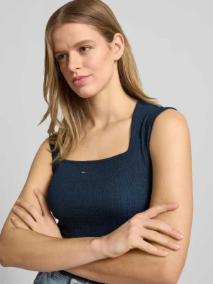 Top o kroju slim fit z falbanką Tommy Jeans Granatowy