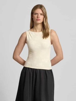 Top o kroju slim fit z kwiatowym haftem na całej powierzchni model 'Jacquard' Gina Tricot