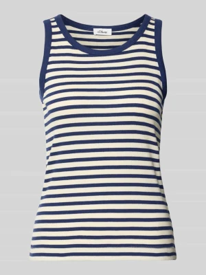 Top o kroju slim fit z mieszanka bawełny s.Oliver Granatowy