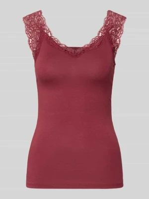 Top o kroju slim fit z mieszanka wiskozy model 'BARBERA' Pieces Ciemnoczerwony