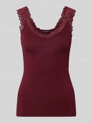 top o kroju slim fit z mieszanka wiskozy model 'ROSA' Vero Moda Bordowy