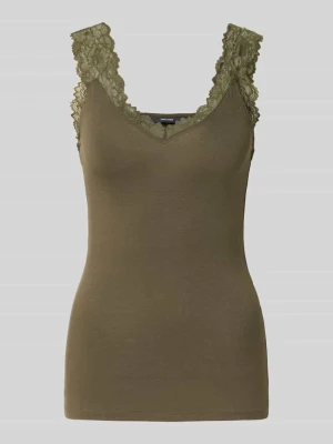 top o kroju slim fit z mieszanka wiskozy model 'ROSA' Vero Moda Ziemisty brązowy