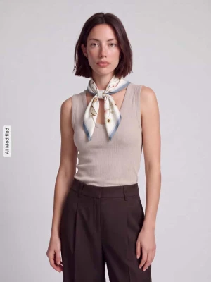 Top o kroju slim fit z mieszanki bawełny GAP Beżowy
