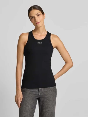 Top o kroju slim fit z mieszanki bawełny model 'Costina' Liu Jo Czarny