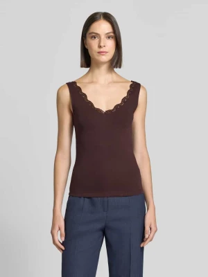 Top o kroju slim fit z mieszanki bawełny Zero Ciemnobrązowy