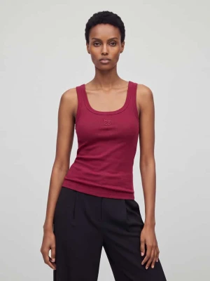 Top o kroju slim fit z mieszanki modalu Hugo Ciemnoczerwony