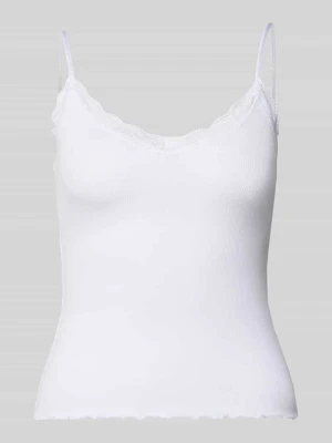 Top o kroju slim fit z mieszanki wiskozy z obszyciem koronką REVIEW