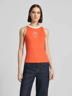 Top o kroju slim fit z nadrukiem z napisem Marc Cain