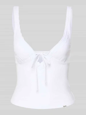 Top o kroju slim fit z obszyciem koronką Guess Jeans