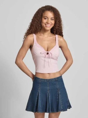 Top o kroju slim fit z obszyciem koronką Guess Jeans
