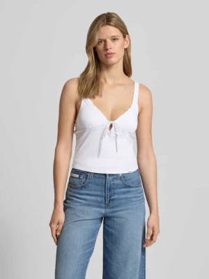 Top o kroju slim fit z obszyciem koronką Guess Jeans