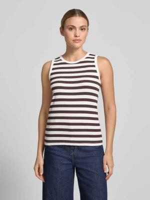 Top o kroju slim fit z okrągłym dekoltem model 'Effy' Freequent Ciemnobrązowy