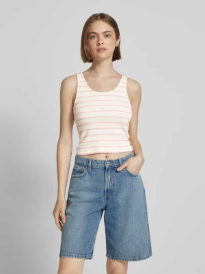 Top o kroju slim fit z prążkowaniem model ‘NESSA’ Only Różowy