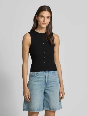 Zdjęcie produktu Top o kroju slim fit z zaznaczoną listwą guzikową Tom Tailor Czarny