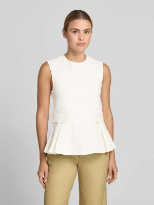 Top peplum w stylu denimu ROTATE Biały