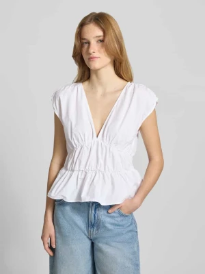 Top peplum z dekoltem w serek Gina Tricot Biały