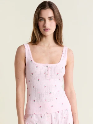 Top piżamowy w wzory z bawełny pointelle Etam