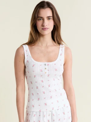 Top piżamowy w wzory z bawełny pointelle Etam