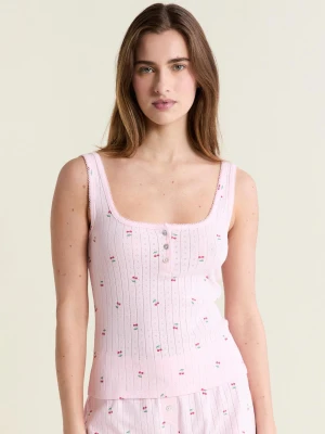 Top piżamowy w wzory z bawełny pointelle Etam