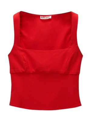 Top PULL&BEAR czerwony
