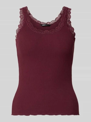 top Slim z mieszanki bawełny model 'SARA SHARAI' o kroju slim fit Only Bordowy