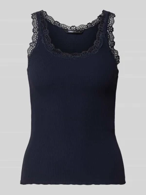 top Slim z mieszanki bawełny model 'SARA SHARAI' o kroju slim fit Only Ciemnoniebieski