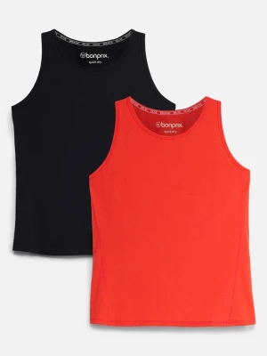 Top sportowy slim fit (zestaw 2 szt.), szybkoschnący BonPrix czarny