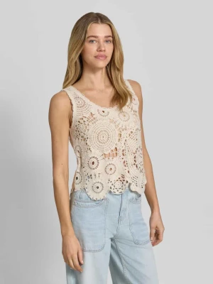 Top szydełkowy z okrągłym dekoltem milano italy