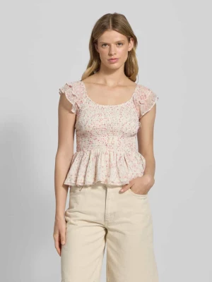 Top szyfonowy o kroju slim fit z marszczonym wykończeniem model ‘ELIZA LIFE’ Only