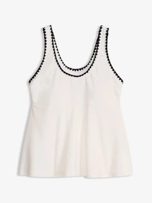 Top tankini z haftem BonPrix biały